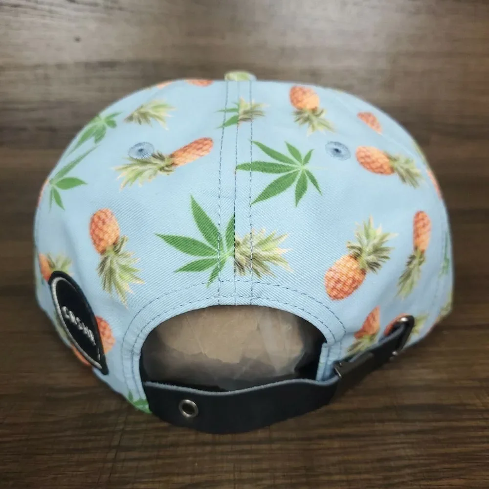 Tropical Pineapple Strapback Hat Cap Light Blue Rope Bill Green‎ Leaf New